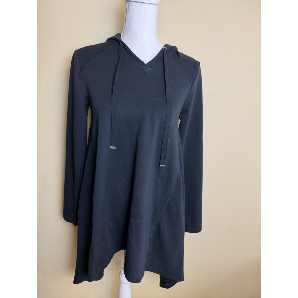 LOGO Lounge by Lori Goldstein Waffle Knit Hoodie Women's XXSP Black Logenlook